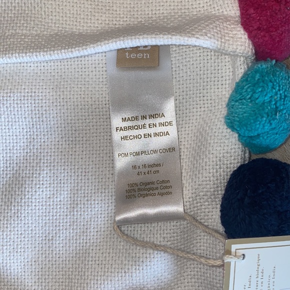 PB Teen Pom Pom Organic Pillow Covers (2) - Picture 9 of 13